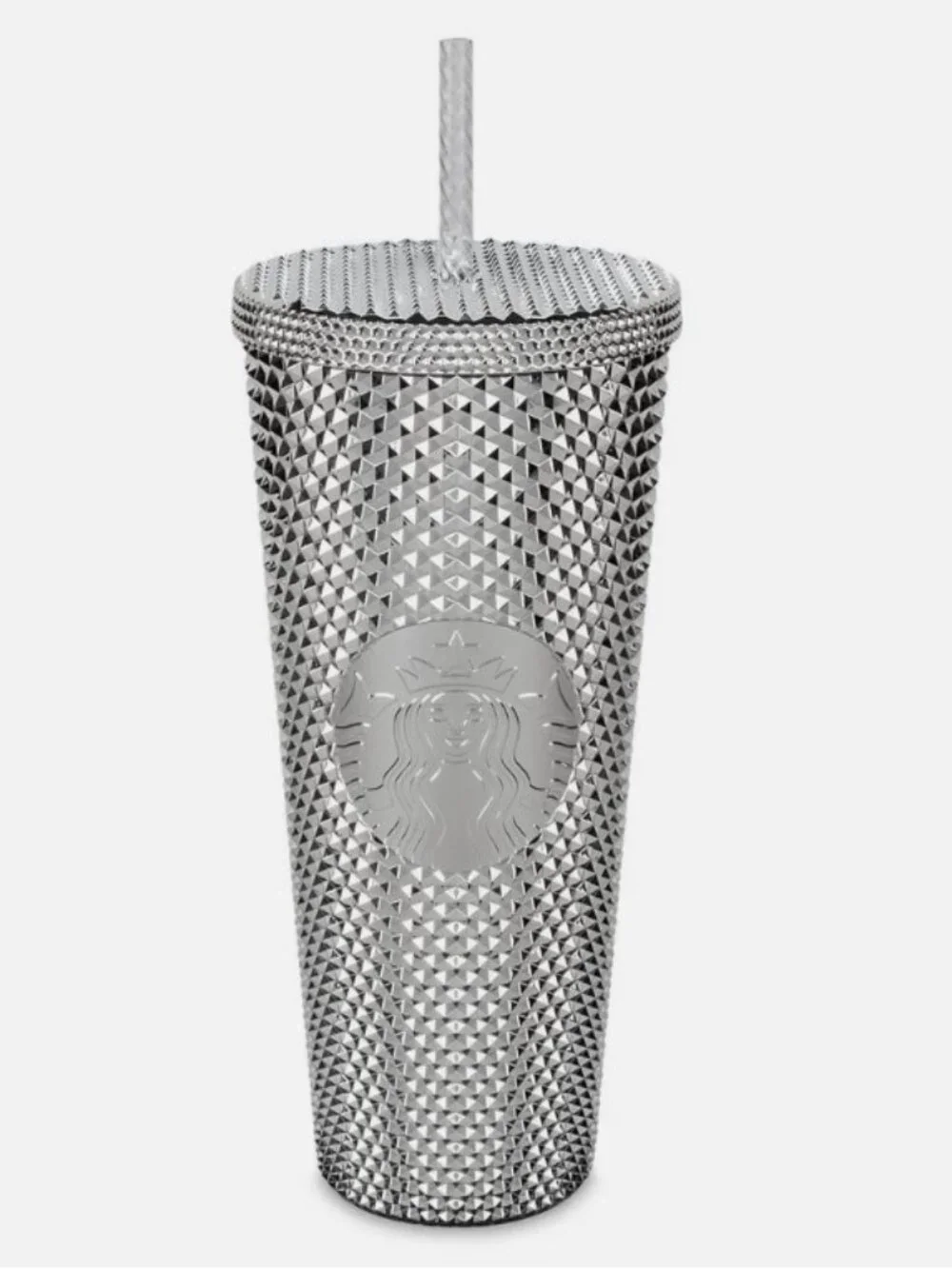 Disney Parks Silver Chrome Studded Disneyland X Starbucks Venti Tumbler NIB NWT